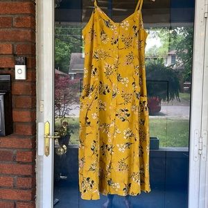 Mustard yellow floral maternity dress